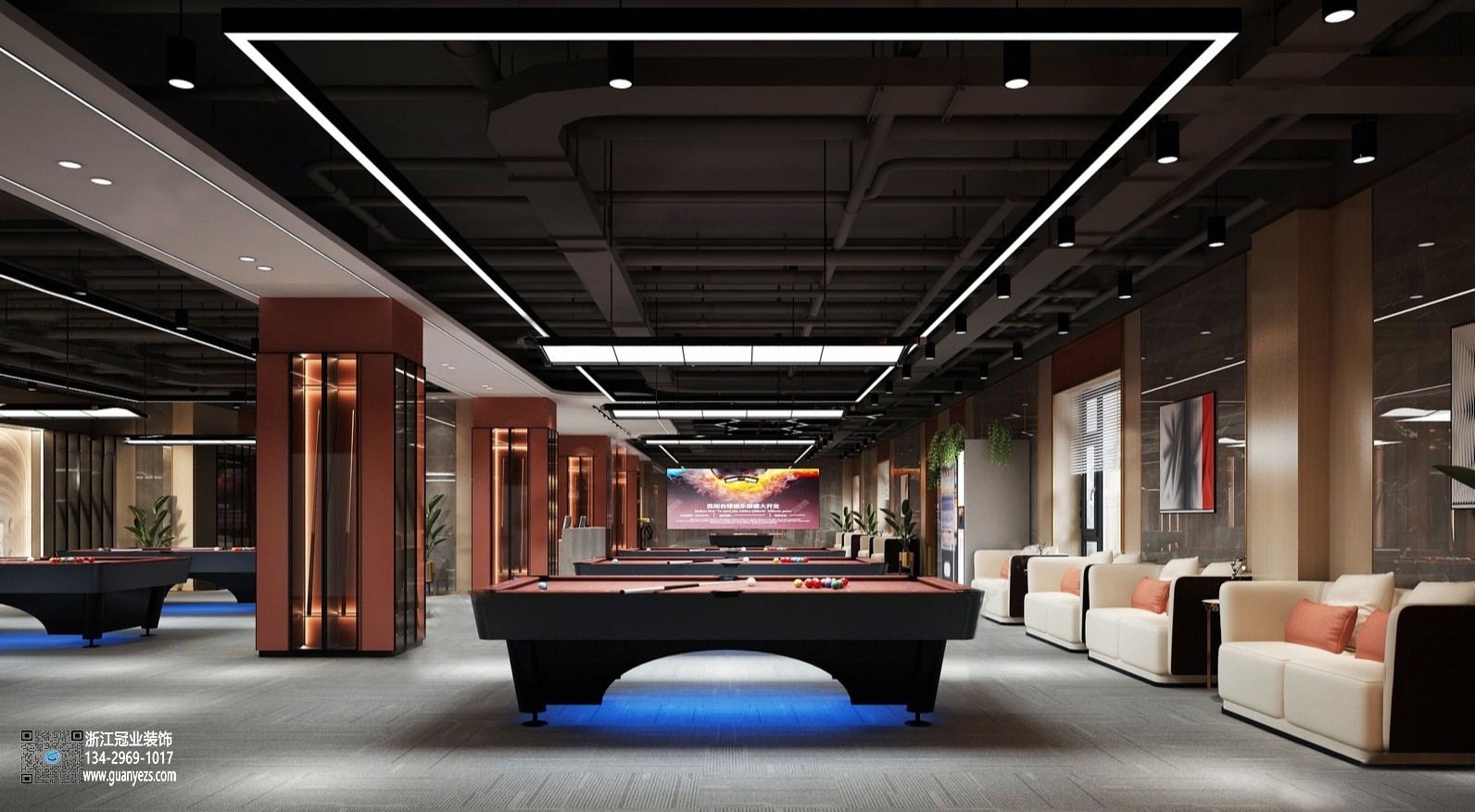 杭州臺(tái)球俱樂部裝修